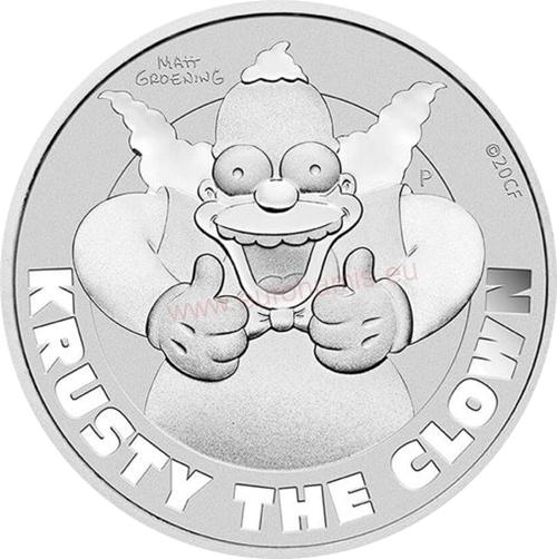 Dollar 2020 Tuvalu BU 1 Oz Ag Krusty The Clown