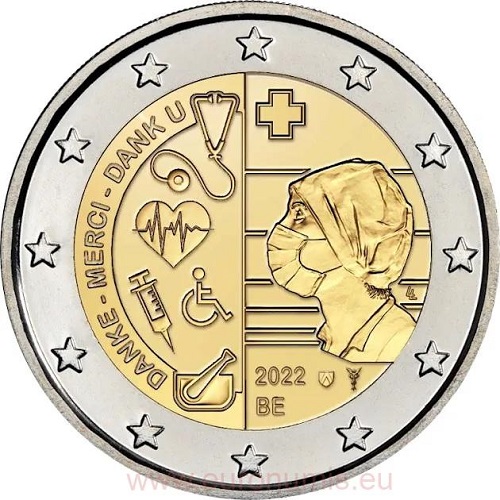 2 euro 2022 Belgicko cc.UNC pandémia Covidu