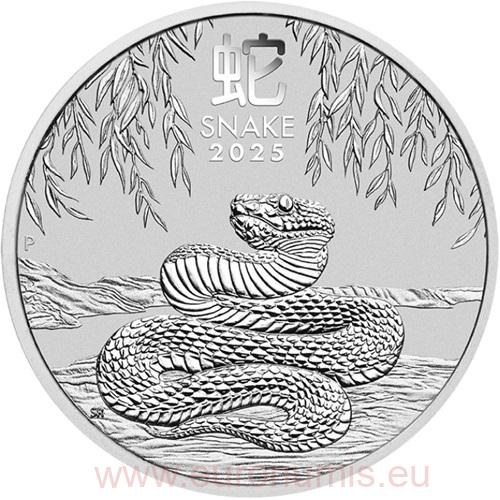 2 Dollar 2025 Austrália BU 2 Oz Ag Lunar III. - Year of the Snake