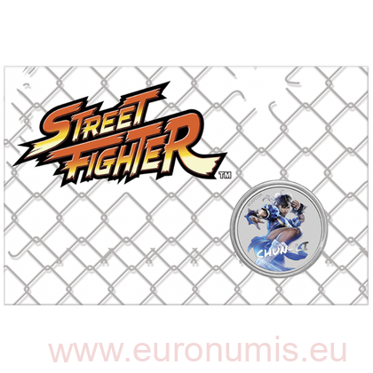 Dollar 2022 Tuvalu BU karta farbená 1 Oz Ag Street Fighter - Chun Li