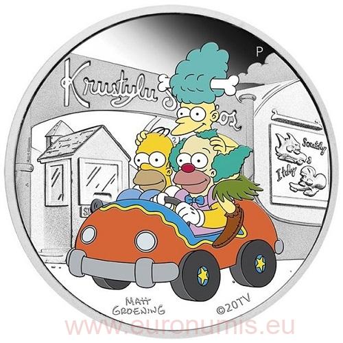 Dollar 2022 Tuvalu PROOF farbená 1 Oz Ag The Simpson - Krustyl Studios (V:7:2)