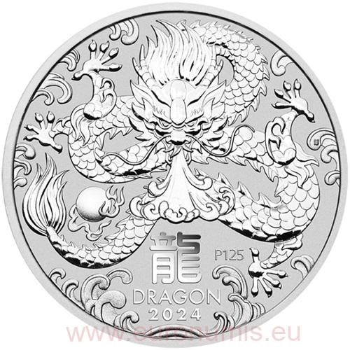 Dollar 2024 Austrália BU 1 Oz Ag, Lunar III. – Year of the Dragon