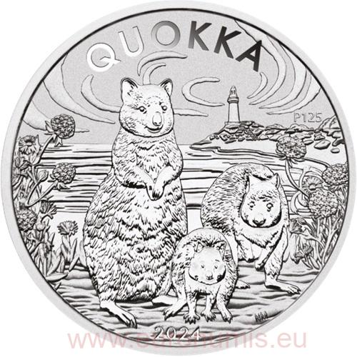 Dollar 2024 Austrália BU 1 Oz Ag, Australian Quokka 