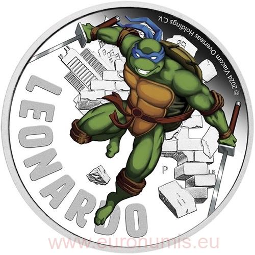 Dollar 2024 Tuvalu PROOF farbená 1 Oz Ag, Teenage Mutant Ninja Turtles - Leonardo