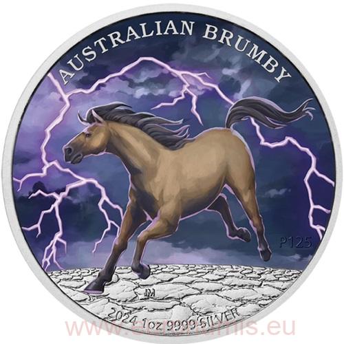 Dollar 2024 Austrália BU farbená 1 Oz Ag, Australian Brumby 