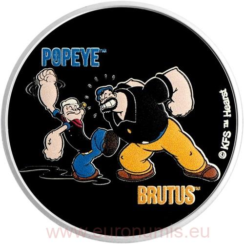 2 Dollars 2024 Samoa PROOF like farbená 1 Oz Ag, Popeye and Brutus