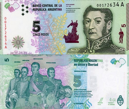 5 Pesos 2015 Argentína UNC séria A