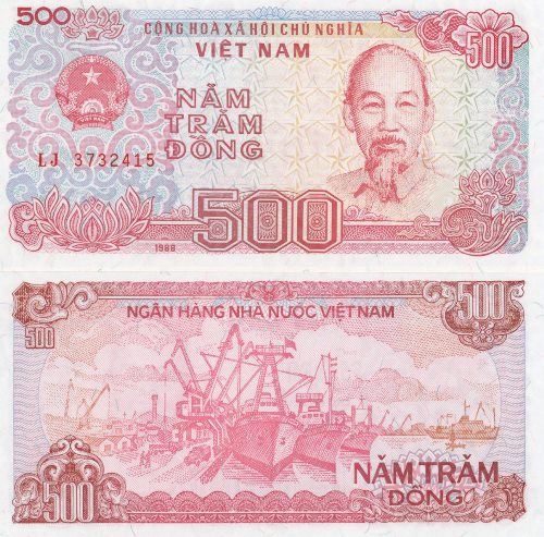 500 Dong 1988 Vietnam UNC séria LJ