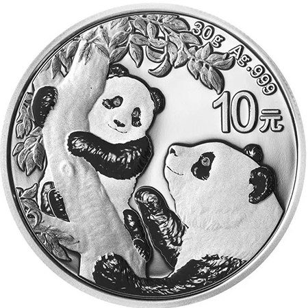 10 Yuan 2021 Čína BU 30g Ag, Panda