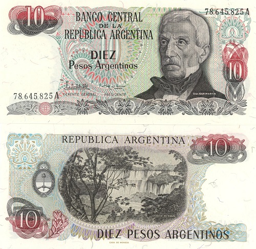 10 Pesos 1983-84  Argentína UNC séria A