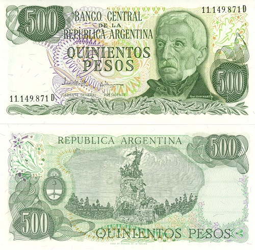 500 Pesos 1977-82  Argentína UNC séria D