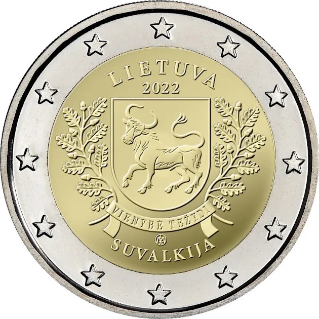2 euro 2022 Litva cc.UNC, región – Suvalkija