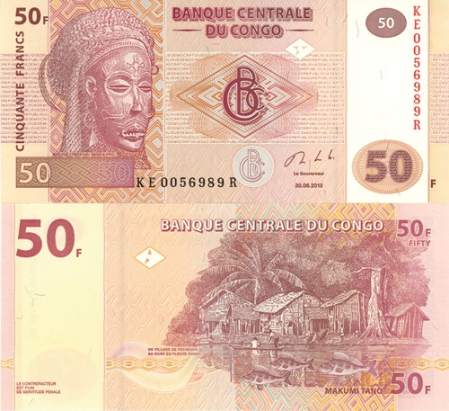 50 Francs 2013 Kongo Dem. Rep. UNC séria KE*R