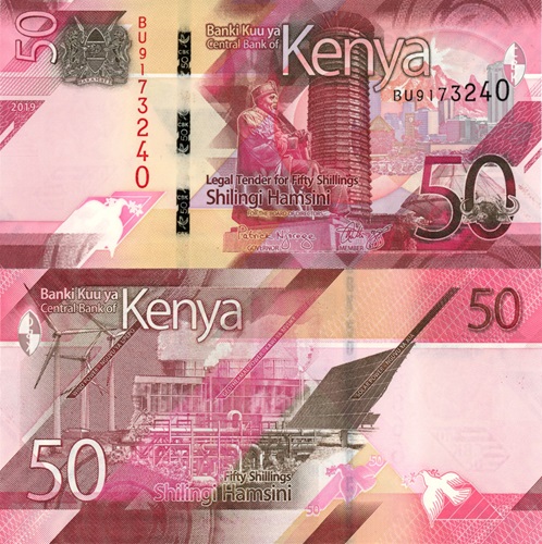 50 Shillings 2019 Keňa UNC séria BU