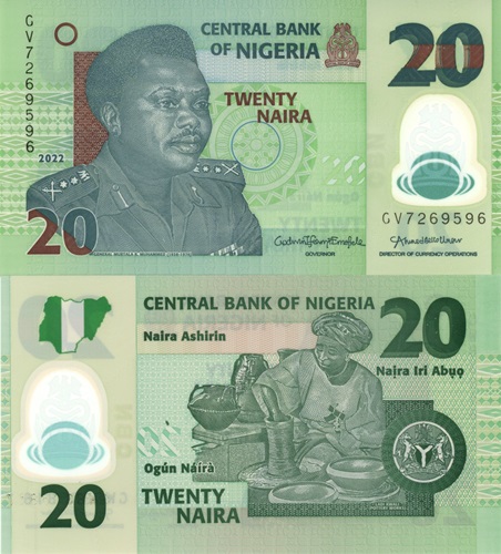 20 Naira 2022 Nigéria UNC séria CV