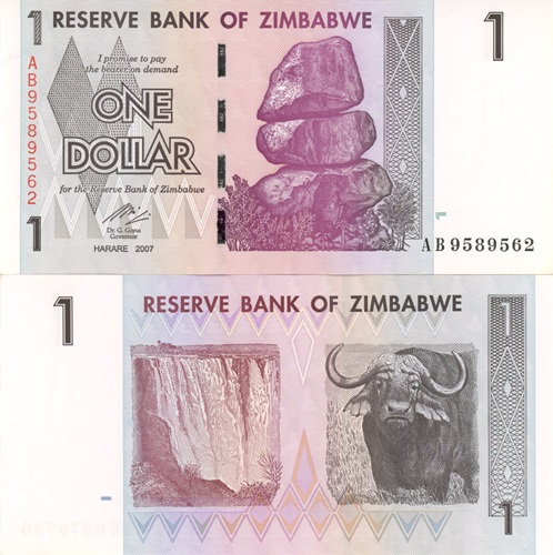 1 Dollar 2007 Zimbabwe UNC séria AB