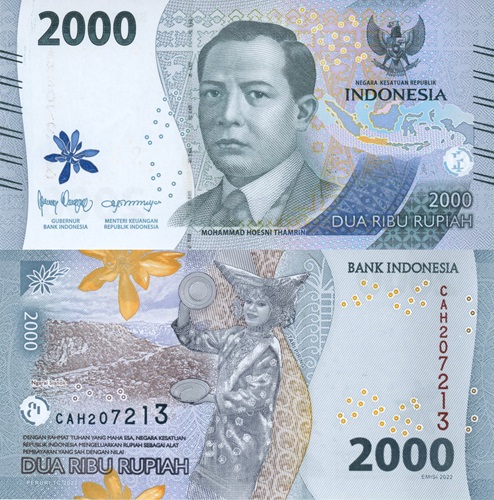 2000 Rupiah 2022 Indonézia UNC séria CAH