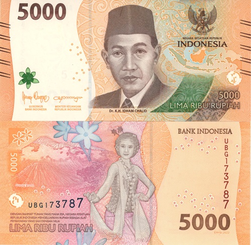 5000 Rupiah 2022 Indonézia UNC séria UBG