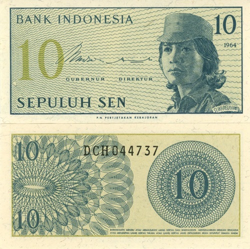 10 Sen 1964 Indonézia UNC séria DCH