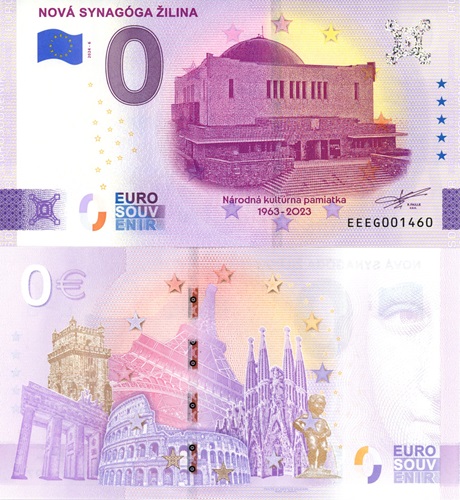 0 euro suvenír 2024/6 Slovensko UNC Nová synagóga Žilina (ND)