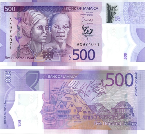 500 Dollars 2022 Jamajka UNC séria AX