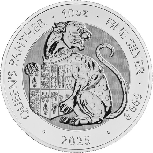 10 Pounds 2025 Anglicko BU 10 Oz Ag, Tudor Beasts - Queen’s Panther