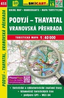 453 Podyjí, Thayatal, Vranovská priehrada turistická mapa 1:40t SHOCart