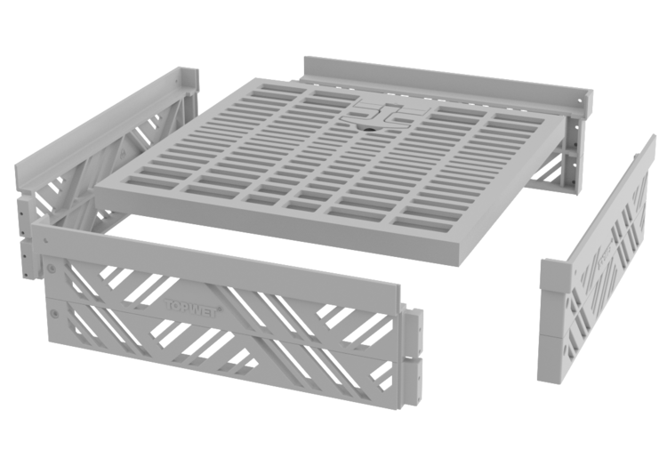 TOPWET - Šachta s roštom TWZ 300x300x130 pre strešné a sanačné vpuste TOPWET