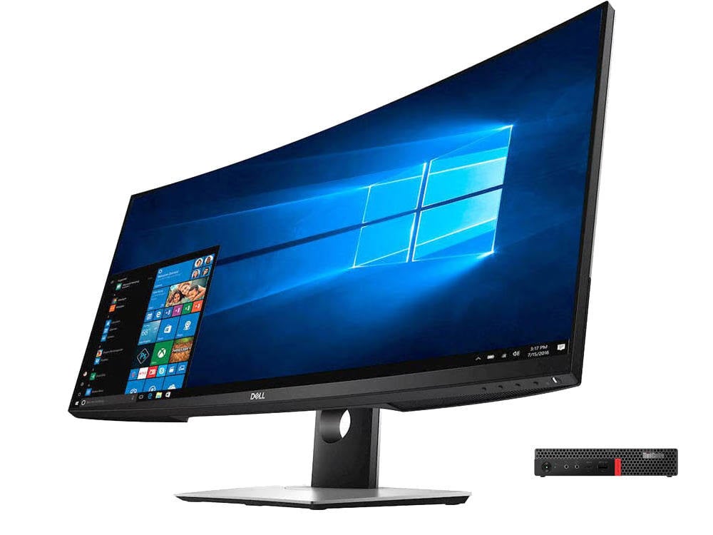 Lenovo ThinkCentre M920q Tiny (GOLD) + 34" UltraSharp P3418HW Curved Ultrawide Monitor