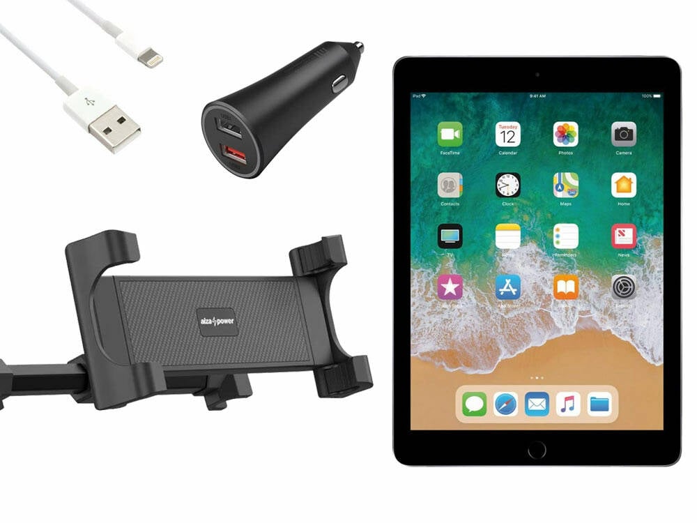 Tablet Apple iPad 5 (2017) Cellular Space Grey 128GB, Car Charger, Tablet Holder (Car Bundle)