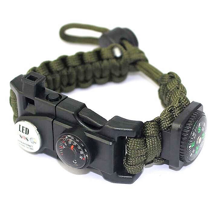 Paracord náramok 14v1 zelený