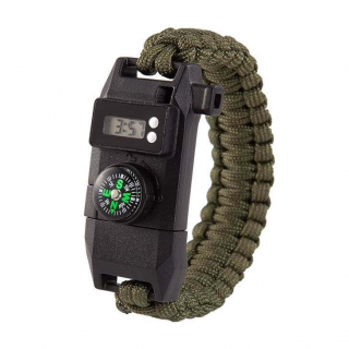 Paracord náramok 7v1 zelený