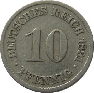 Nemecko - Nemecká ríša 10 Pfennig 1891 A