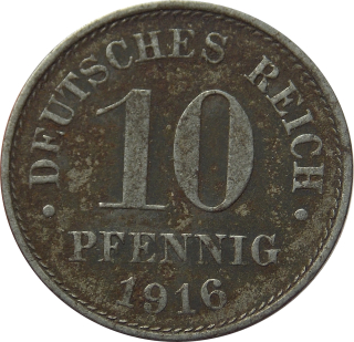 Nemecko - Nemecká ríša 10 Pfennig 1916 J