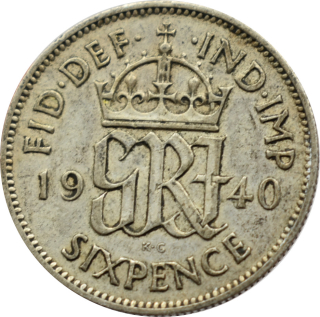 Anglicko 6 Pence 1940