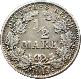 Nemecko - Nemecká ríša 1/2 Mark 1915 G