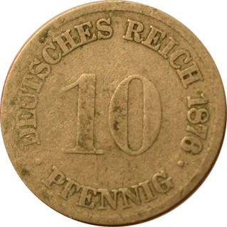 Nemecko - Nemecká ríša 10 Pfennig 1876 F