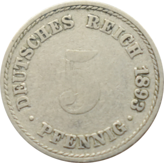 Nemecko - Nemecká ríša 5 Pfennig 1893 A