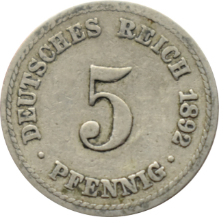 Nemecko - Nemecká ríša 5 Pfennig 1892 A